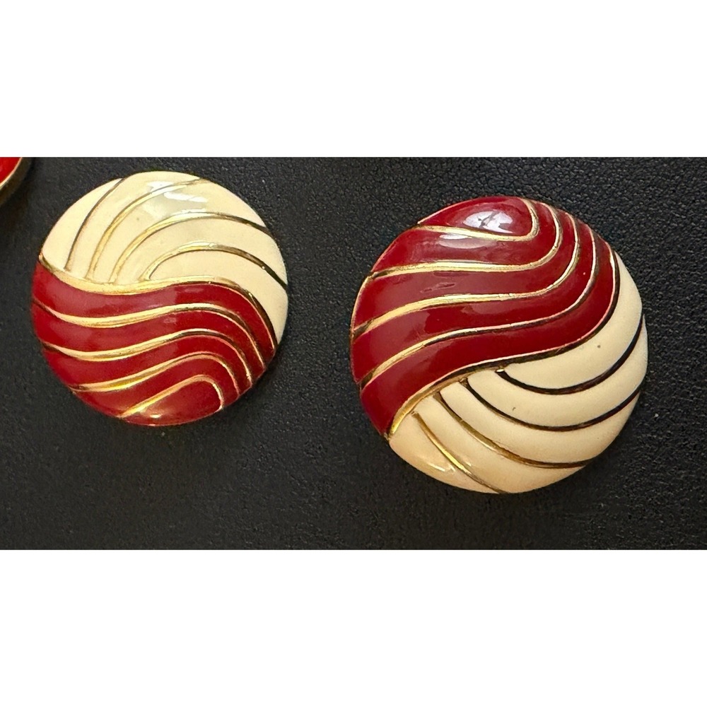 Vintage Glam Earrings Lot Red Cream Black Gold 80s 90s Napier Monet 4 Pair - Picture 3 of 14